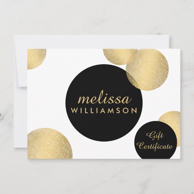 Black and Gold Glamour and Beauty Gift Certificate (Front)