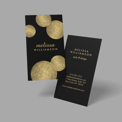 Customizable Black and Gold Glamour and Beauty II Business Card