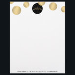 Black and Gold Glamour and Beauty Letterhead<br><div class="desc">Coordinates with the Black and Gold Glamour and Beauty Business Card Template by 1201AM. A motif of faux metallic gold and black circles creates an eye-catching design on this glamorous letterhead template. © 1201AM CREATIVE</div>