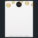 Black and Gold Glamour and Beauty Letterhead<br><div class="desc">Coordinates with the Black and Gold Glamour and Beauty Business Card Template by 1201AM. A motif of faux metallic gold and black circles creates an eye-catching design on this glamorous letterhead template. © 1201AM CREATIVE</div>