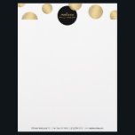 Black and Gold Glamour and Beauty Letterhead<br><div class="desc">Coordinates with the Black and Gold Glamour and Beauty Business Card Template by 1201AM. A motif of faux metallic gold and black circles creates an eye-catching design on this glamorous letterhead template. © 1201AM CREATIVE</div>