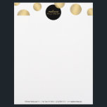 Black and Gold Glamour and Beauty Letterhead<br><div class="desc">Coordinates with the Black and Gold Glamour and Beauty Business Card Template by 1201AM. A motif of faux metallic gold and black circles creates an eye-catching design on this glamorous letterhead template. © 1201AM CREATIVE</div>