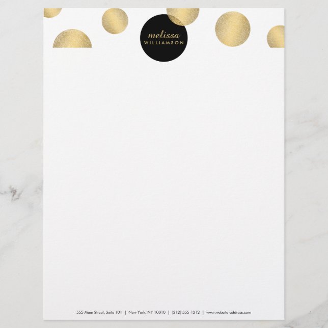 Black and Gold Glamour and Beauty Letterhead (Front)