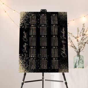 Black and Gold Glitter - 15 Seating Chart Foam Board