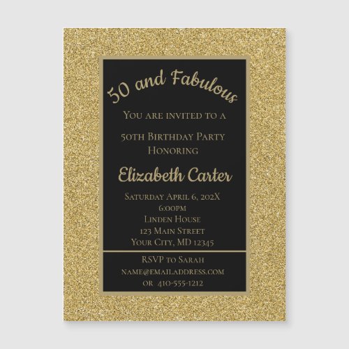 Black and Gold Glitter 50 and Fabulous Birthday 