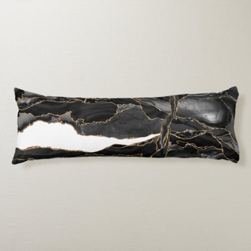Black and Gold Glitter Agate Body Pillow