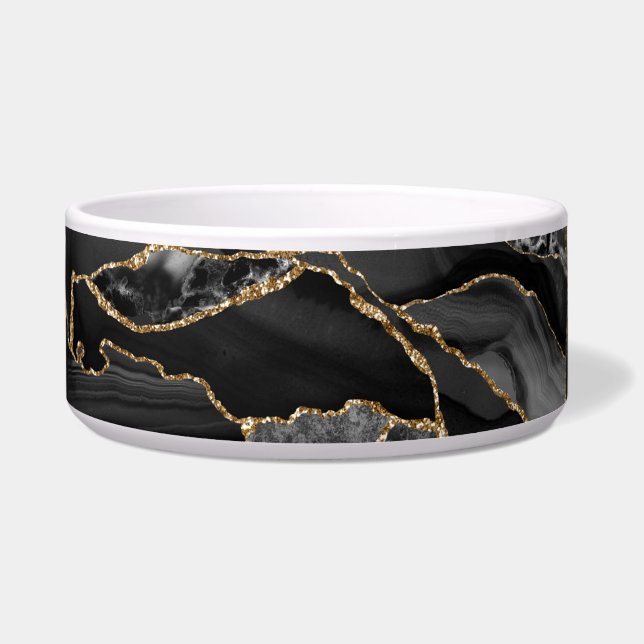 Black and Gold Glitter Agate Bowl (Front)