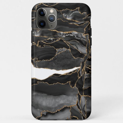 Black and Gold Glitter Agate iPhone 11 Pro Max Case