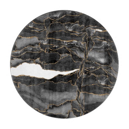 Black and Gold Glitter Agate Cutting Board