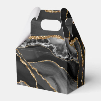 Black and Gold Glitter Agate Favor Boxes