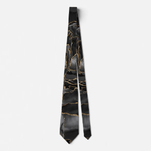 Black and Gold Glitter Agate Neck Tie