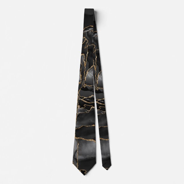 Black and Gold Glitter Agate Neck Tie (Front)