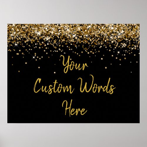 Black and Gold Glitter Birthday Party Anniversary Poster