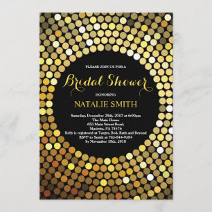 Black and Gold Glitter Bridal Shower Invitation