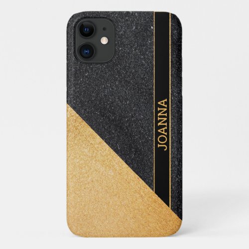 Black And Gold Glitter iPhone 11 Case
