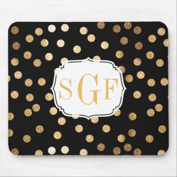 Black And Gold Glitter City Dots Mouse Pad by HoundandPartridge at Zazzle