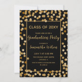 Black and Gold Glitter Confetti Graduation Party Invitation (Front)