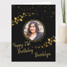 Black and gold glitter confetti photo birthday