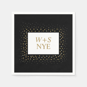 Black and Gold Glitter Design New Years Wedding  Napkins