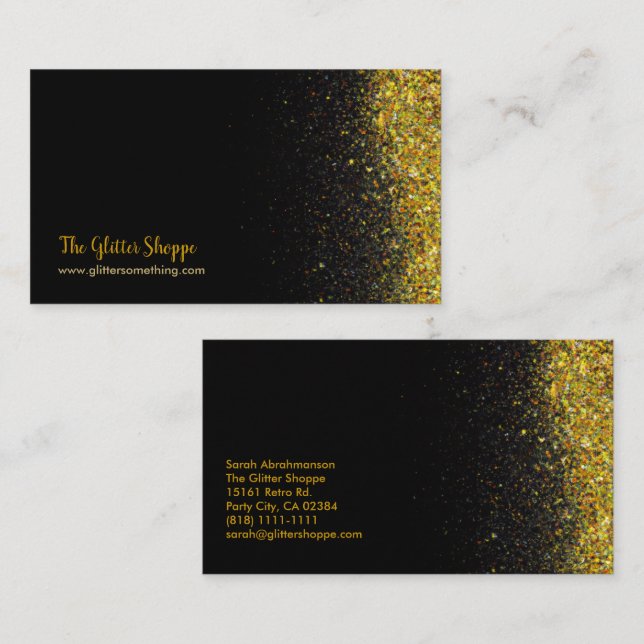 Black and Gold Glitter Drips Business Card (Front/Back)