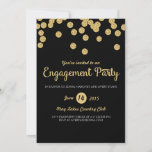 Black And Gold Glitter Engagement Party Invitation at Zazzle