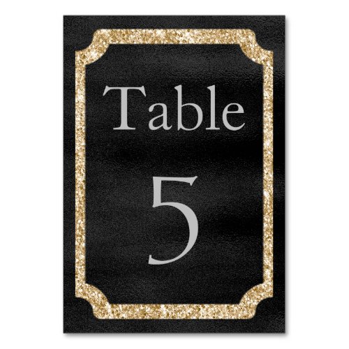 Black and Gold Glitter Event Table Number