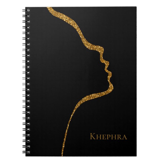 Black And Gold Glitter Face Notebook (Front)