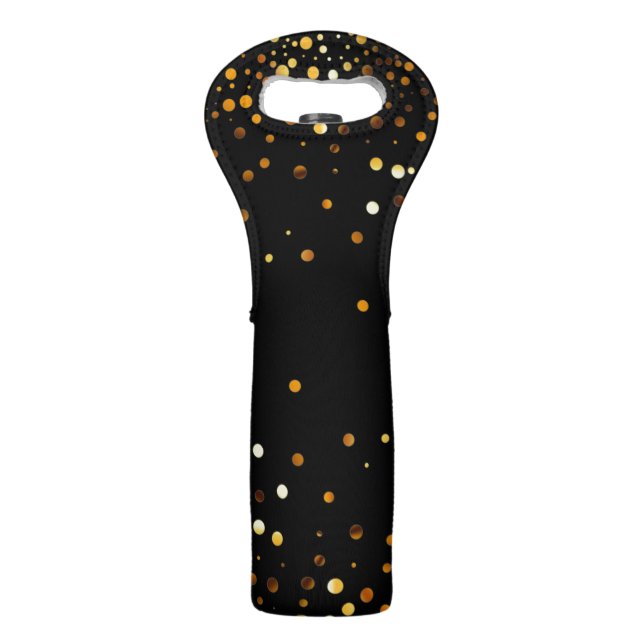 Black and Gold Glitter Faux Foil Wine Bag (Front)