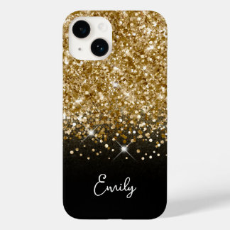 Black and Gold Glitter Glam Case-Mate iPhone 14 Case
