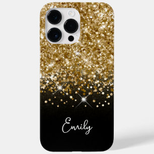 Black and Gold Glitter Glam Case-Mate iPhone 14 Pro Max Case