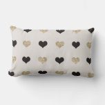 Black And Gold Glitter Hearts Throw Pillow at Zazzle