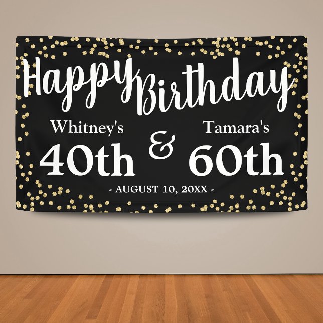 Black and Gold Glitter Joint Adult Birthday Banner (Creator Uploaded)