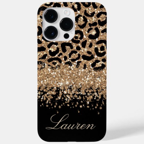 Black and Gold Glitter Leopard Print Case_Mate iPhone 14 Pro Max Case