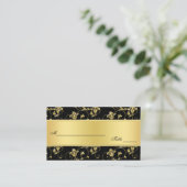 Black and Gold Glitter LOOK Floral Placecards (Standing Front)