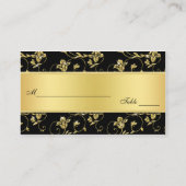 Black and Gold Glitter LOOK Floral Placecards (Back)