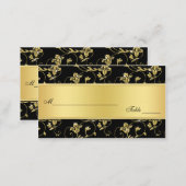 Black and Gold Glitter LOOK Floral Placecards (Front/Back)