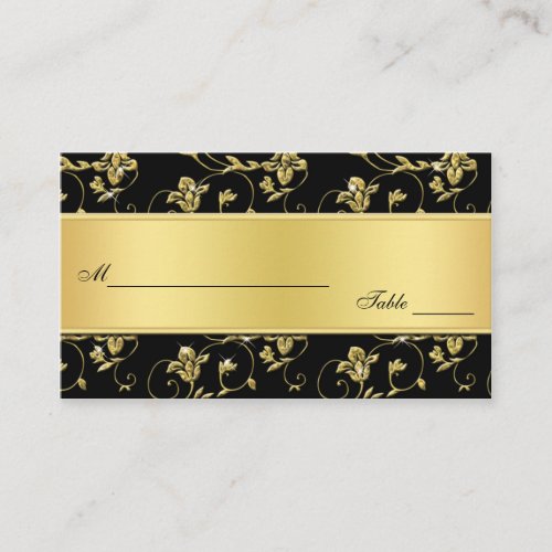 Black and Gold Glitter LOOK Floral Placecards