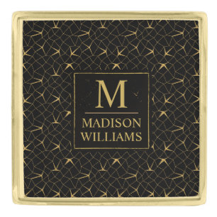 Black and Gold Glitter Luxury Geometric Pattern Finish Lapel Pin
