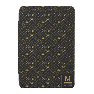 Black and Gold Glitter Luxury Geometric Pattern iPad Mini Cover