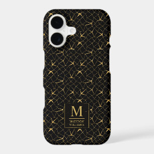 Black and Gold Glitter Luxury Geometric Pattern iPhone 17 Case