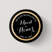Black and Gold Glitter Maid of Honor Bachelorette