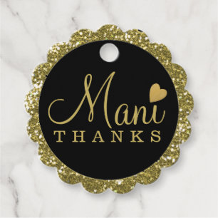 Black And Gold Glitter Mani Thanks Bridal Shower Favor Tags