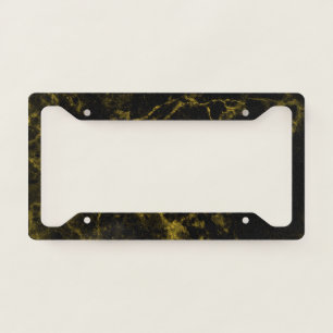 Black and Gold Glitter Marble License Plate Frame