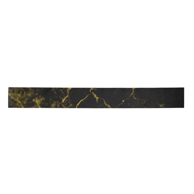 Black and Gold Glitter Marble  Satin Ribbon (Front)