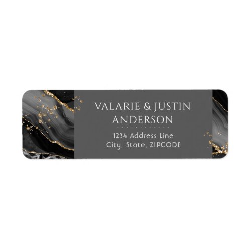 Black and Gold Glitter Marble Wedding Label