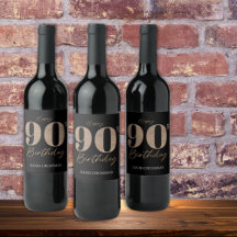 Black and Gold Glitter Numeral 90th Birthday