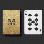 Black And Gold Glitter Personalized Monogram Name Playing Cards at Zazzle
