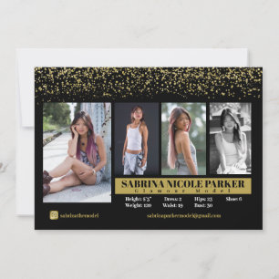 Black and Gold Glitter Photo Comp Card