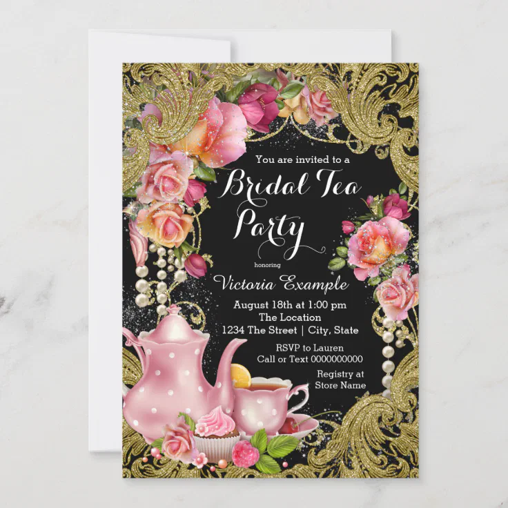 Floral Vintage Style 16 Invitations Birthday Party Chic Invites Girls Tea Party 