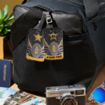 Black and Gold Glitter School Football Team Colors Luggage Tag<br><div class="desc">Glam meets football pride in this black and gold glitter luggage tag. With a striking faux glitter football and ribbon layout,  it’s ideal for serious fans who still want to shine. Personalize with your name and number in style.</div>